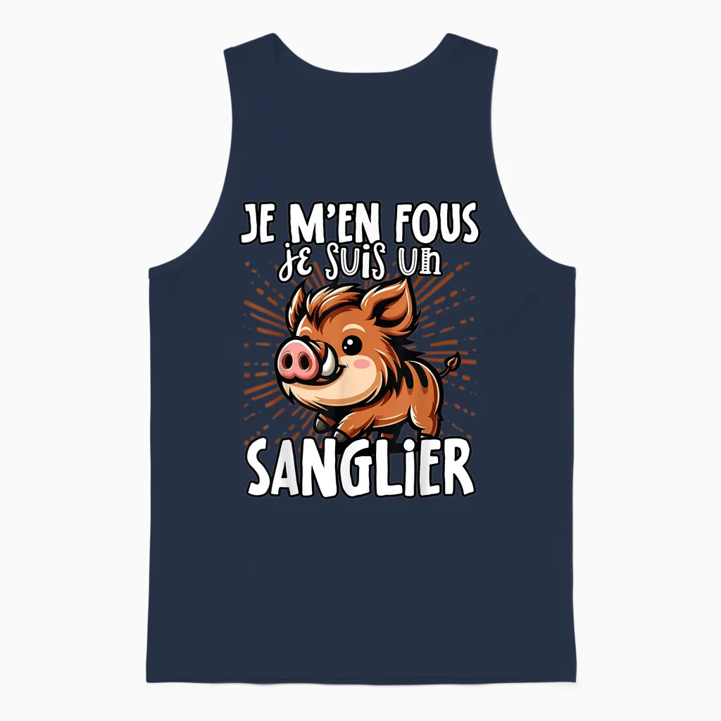 Je M'en Fous Je Suis Un Boar - Sweet Wild Boar T-Shirt, Black, S Unisex Tank Top in Navy