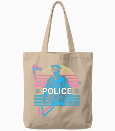 Police Retro Police Officer Tote Bags - Natural