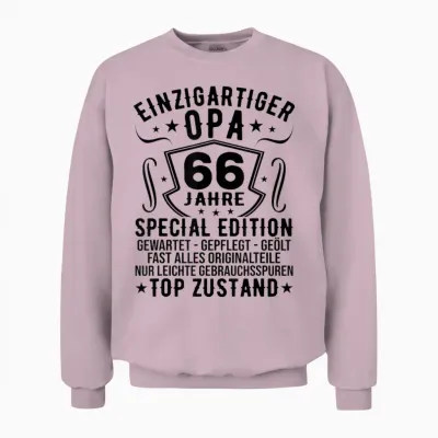 66th Birthday Man Unique Grandpa 66 Years Men's T-Shirt, Gray Unisex Sweatshirt - Light Pink