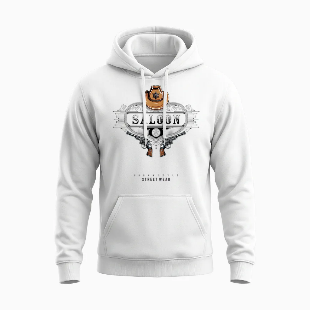Wild West Saloon: Cowboy-Klassiker Unisex Hoodie in White