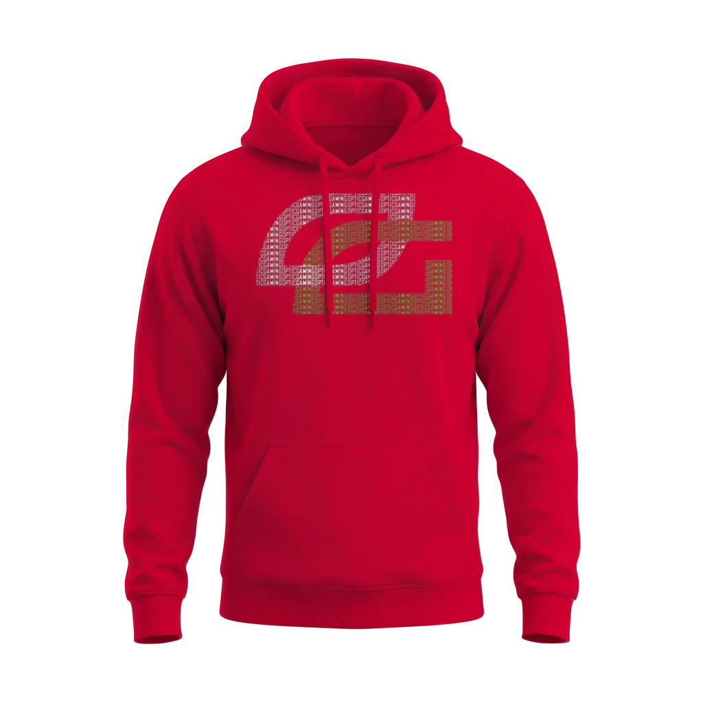 Optic Gaming Logo White Spell Out Mp Unisex Hoodie - Red