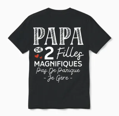 Dad of 2 Girls Gorgeous Personalized Gift for Dad Unisex T-Shirt - Black