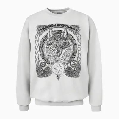 Odins Wolf Wikinger Nordische Runen Nordmann Mythologie Unisex Sweatshirt - White