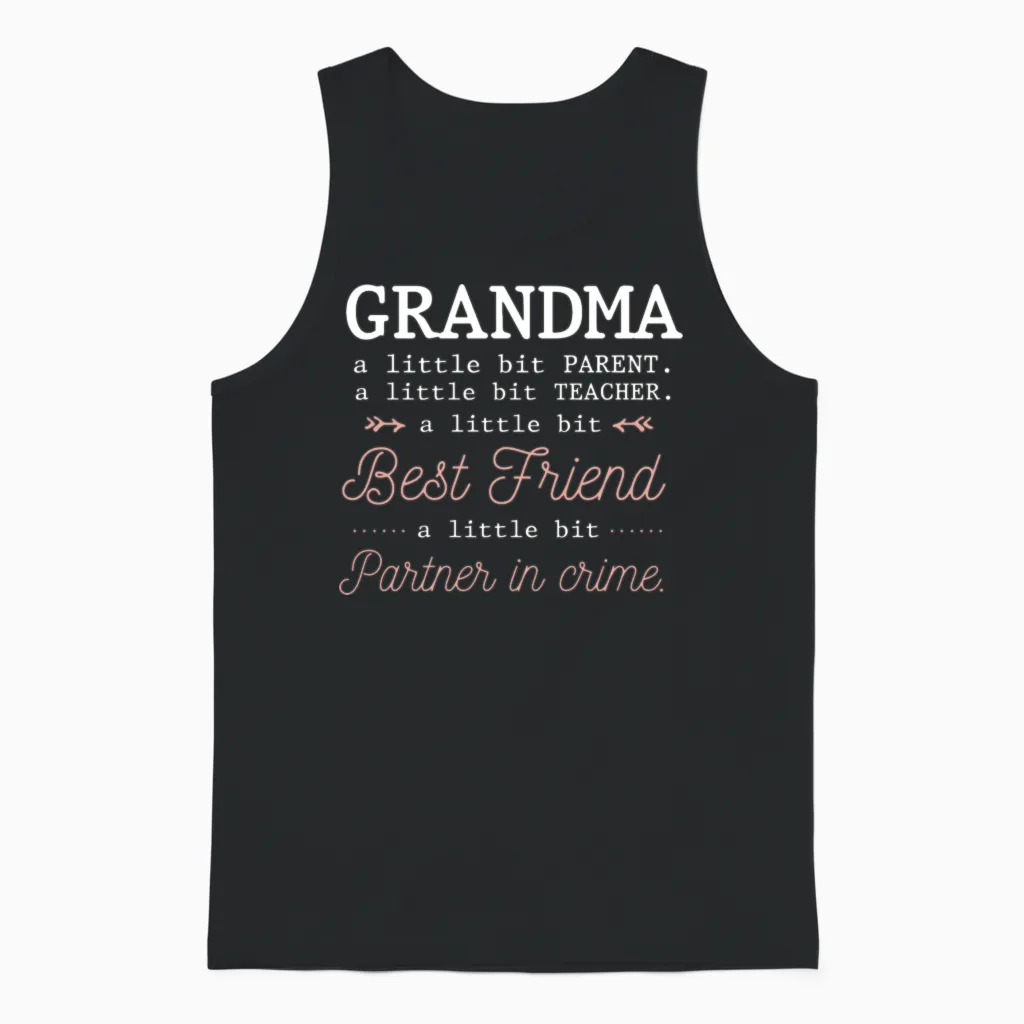 Cute Grandma Best Grandmother Partner in Crime Unisex Tank Top in Black