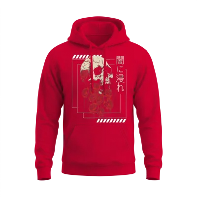 Skull Grunge Aesthetic Roses Japanese Gothic Soft Unisex Hoodie - Red