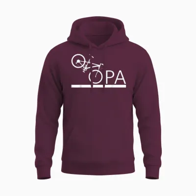 Grandpa Cycling Mountain Bike Grandfather T-Shirt, Black Unisex Hoodie - Maroon