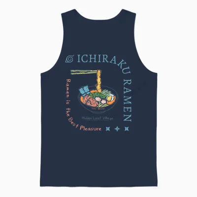 Naruto Shippuden Ichiraku Ramen Dinner Party Anime T-Shirt, Black, S Unisex Tank Top - Navy