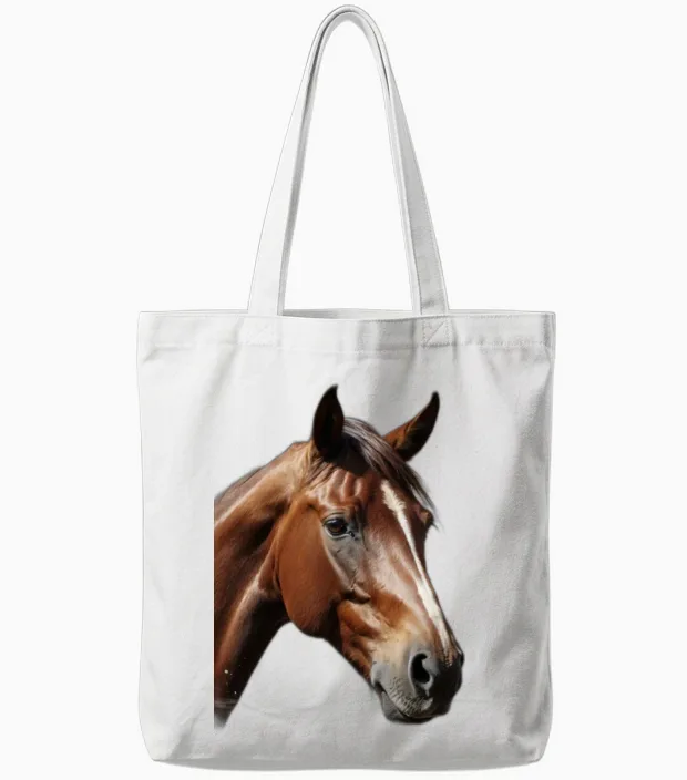 Horse Rise - Lovers Tote Bags in White