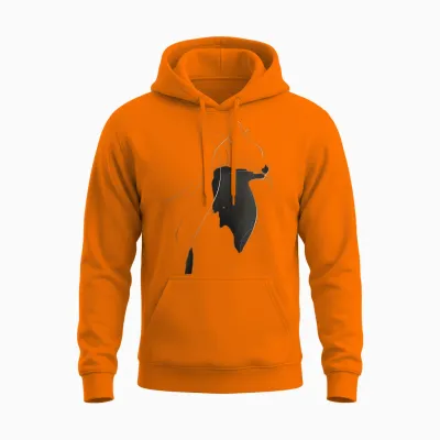 Stylish Cat Silhouette Pattern T-Shirt, Black, S Unisex Hoodie - Safety Orange
