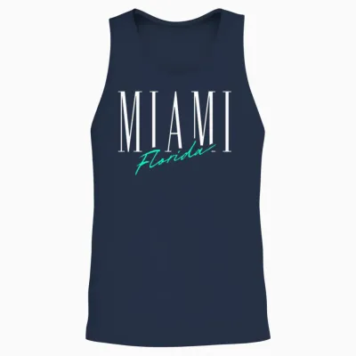 Miami Florida Retro Unisex Tank Top - Navy