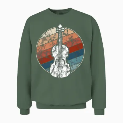 Violin in Retro Style Unisex Sweatshirt - Military Green
