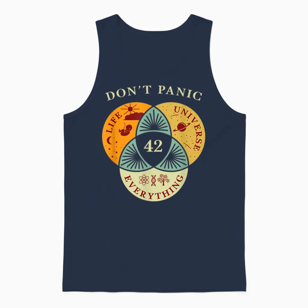 Life Universe Everything 42 Science Fiction Space Lovers Unisex Tank Top in Navy