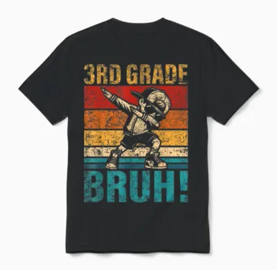 3rd Grade Bruh Dabbing Boy Third Grade Squad Boy Student Unisex T-Shirt - Black