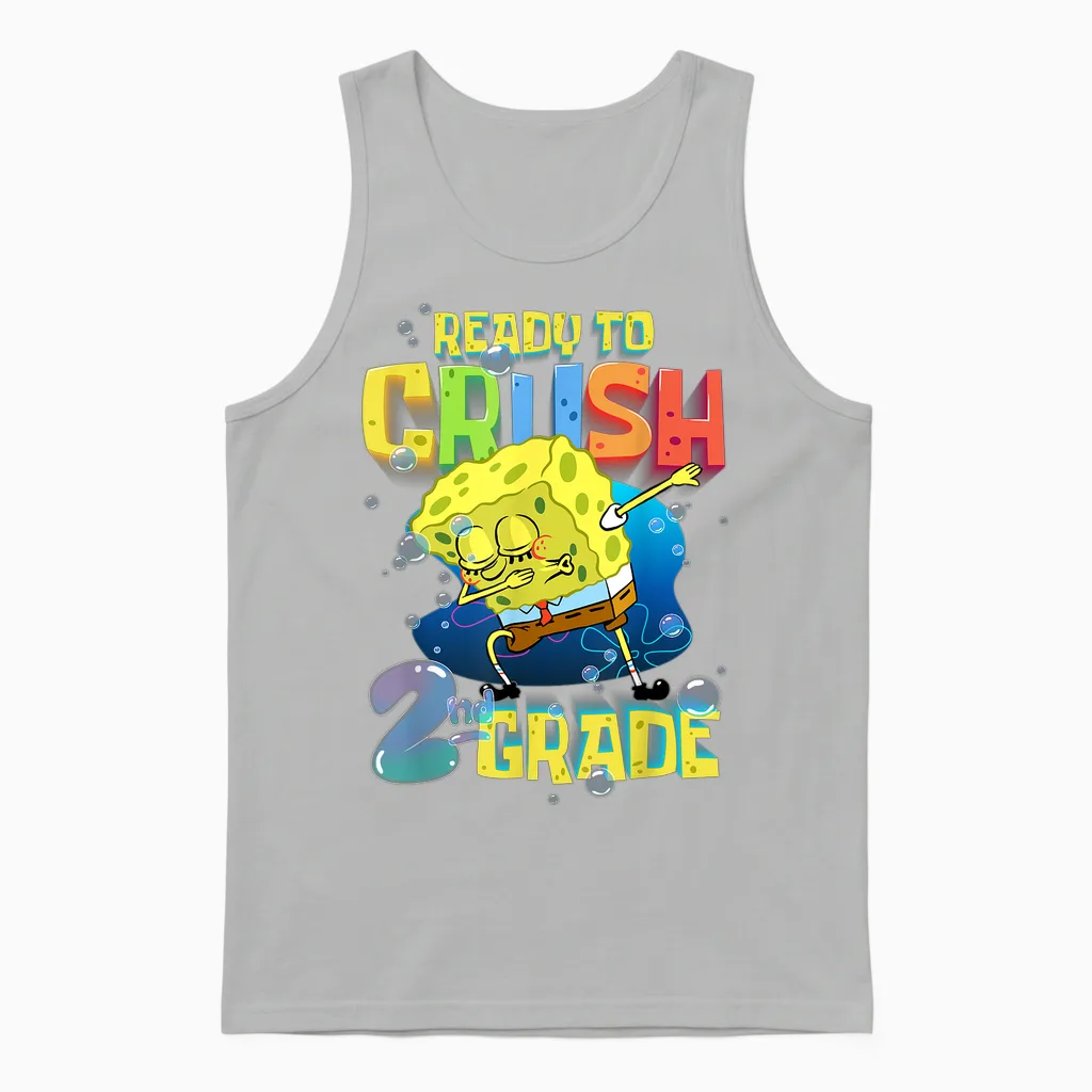 Spongebob Dabbing Ready to Crush 2nd Grade School Spongebob Unisex Tank Top in Ash