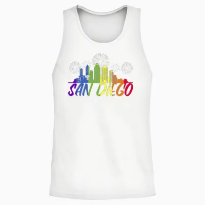 San Diego Pride Skyline, Pride Parade San Diego Unisex Tank Top - White
