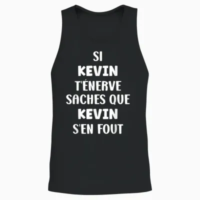 Name if Kevin T'énerve Humor Custom Name Kevin T-Shirt, Black, S Unisex Tank Top - Black