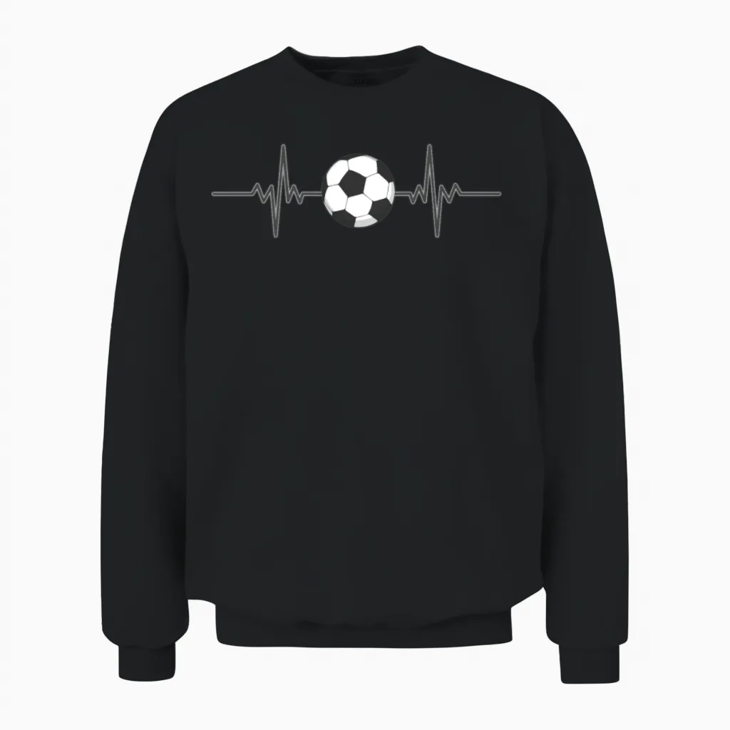 Soccer Heartbeat Soccer Ball Heartbeat Soccer Gift Unisex Sweatshirt in Black