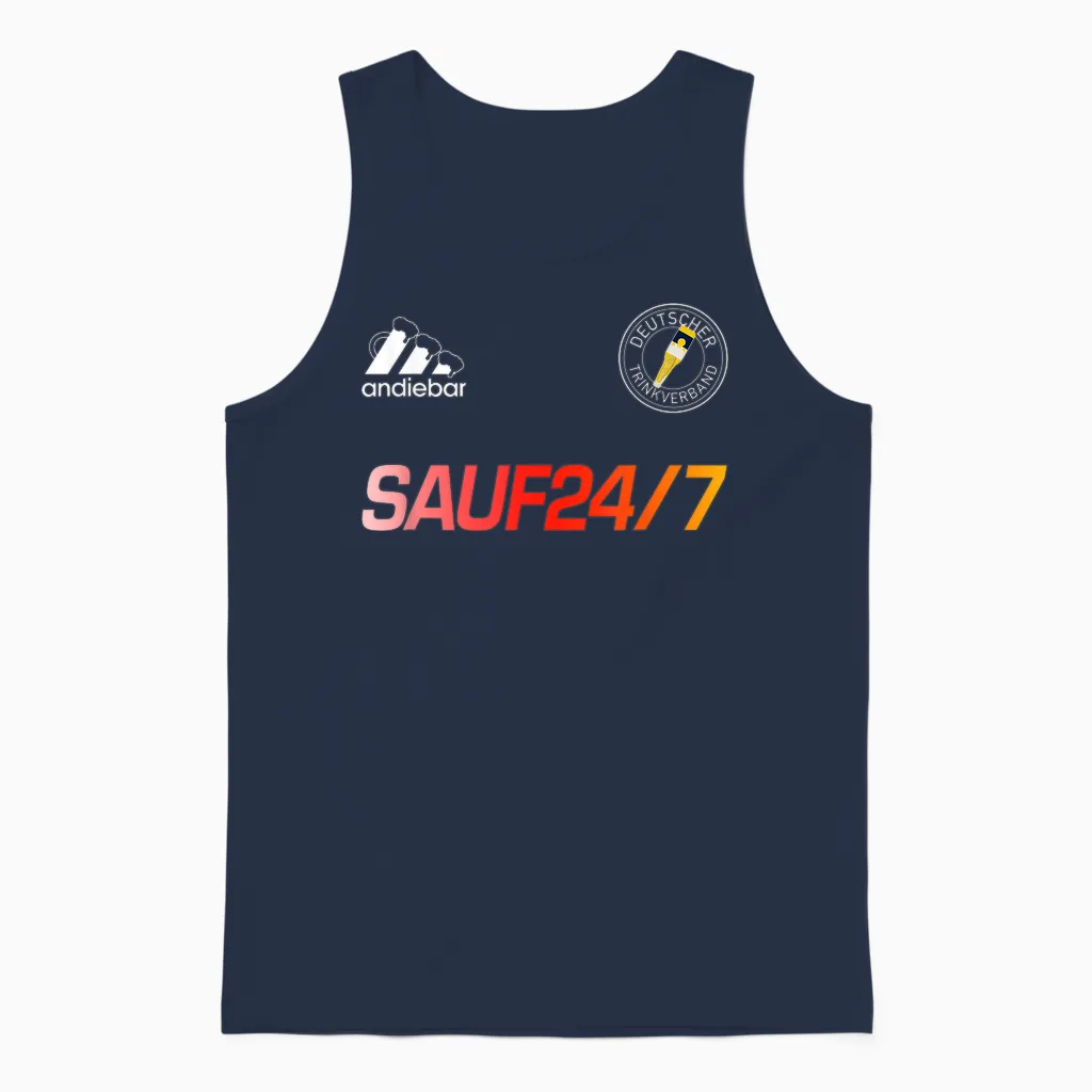 Sauf 24/7 β Soft Jersey X Malle Germany Beer Unisex Tank Top in Navy