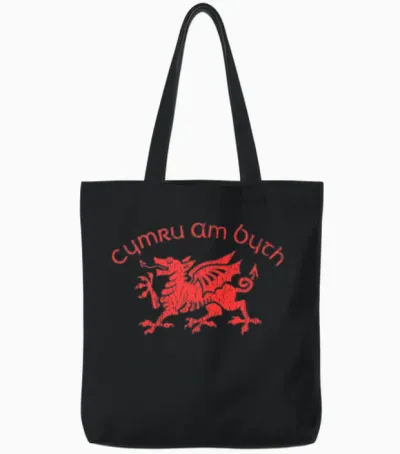 Cymru Am Byth Dragon Funny Red Welsh Pride Men Wom Tote Bags - Black
