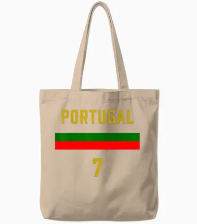 Portugal Football Fan Jersey Nr. 7 Soccer Tote Bags - Natural