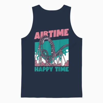 Airtime Happy Time T-Shirt Coaster, White, S Unisex Tank Top - Navy