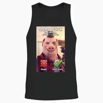 John Pork Is Calling Internet Meme Charakter Lustiger Spruch Unisex Tank Top - Black