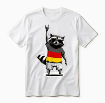 Deutsche Flagge Waschbär Lustig Deutschland Unisex T-Shirt - White