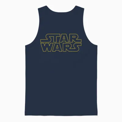Star Wars Basic Logo Yellow T-Shirt, Black Unisex Tank Top - Navy