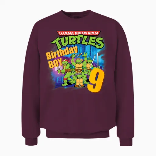 Mademark X Teenage Mutant Ninja Turtles - Kids Original Teenage Mutant Ninja Turtles Classic 9th Birthday Unisex Sweatshirt - Maroon