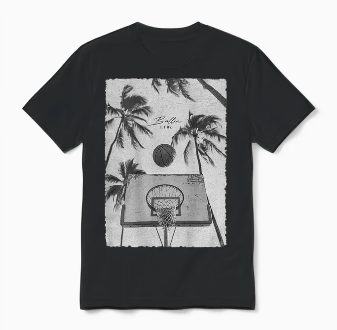 Basketball Hip Hop Urban Edgy Y2k Backprint Streetwear Unisex T-Shirt in Black