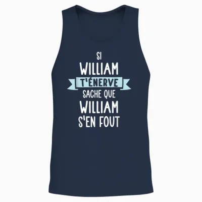 Gift Man Humour Name Personalised William T-Shirt, Black, S Unisex Tank Top - Navy