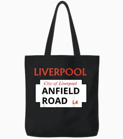 Visit Liverpool Shirt Sign Street City of Liverpool United Kingdom Tote Bags - Black