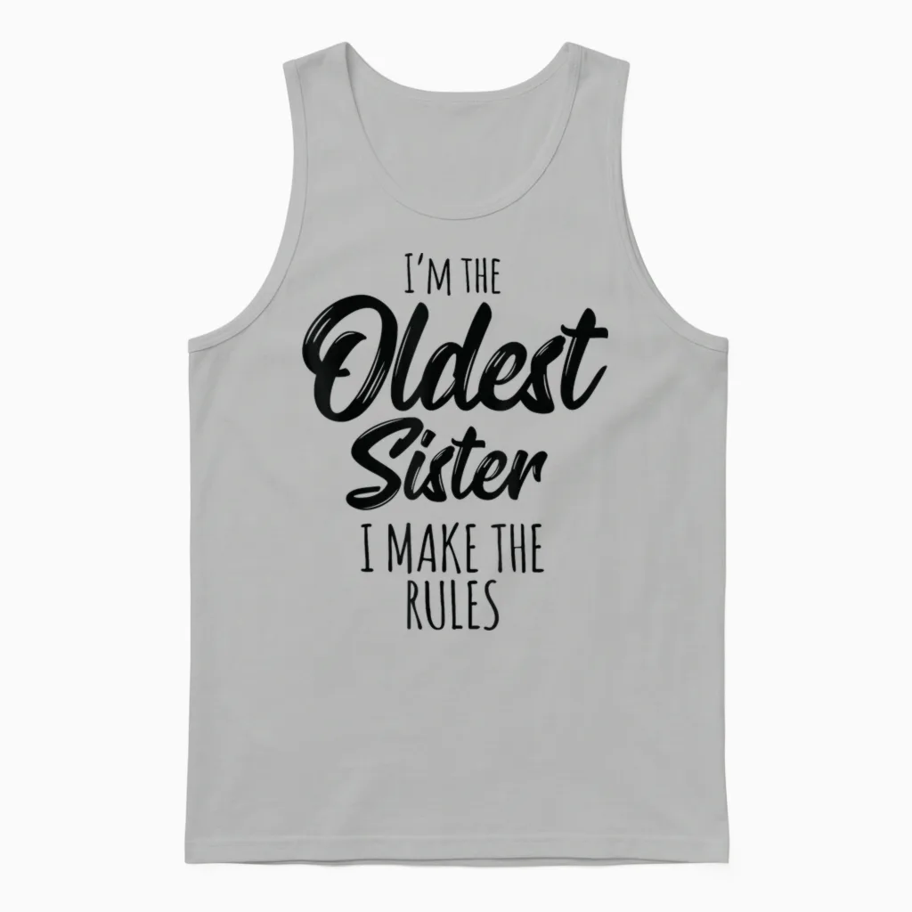 Oldest Sister I Make the Rules Funny Matching Sibling Unisex Tank Top in Ash