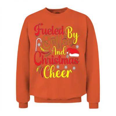 Fueled by Coffee and Christmas Cheer Unisex Sweatshirt - Orange