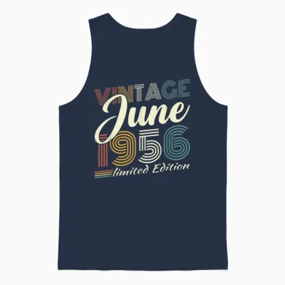 Vintage Juin 1956 Cadeau Anniversaire 70 Ans Hommes Femmes Unisex Tank Top - Navy