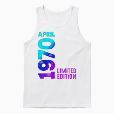 April 1970 Year 1970 Retro 1970 Limited Edition Vintage T-Shirt, Black, S Unisex Tank Top - White
