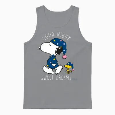Peanuts - Snoopy Good Night Sweet Dreams Long Sleeve Shirt, Black, S Unisex Tank Top - Sport Grey