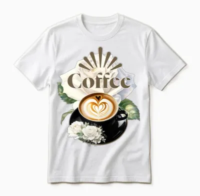 Coffee Heart Rose Gd Unisex T-Shirt - White
