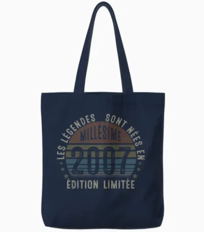 Millésime 2007 Cadeau 19 Ans Homme Anniversaire Humour T-Shirt Haut De Gamme Tote Bags - Navy