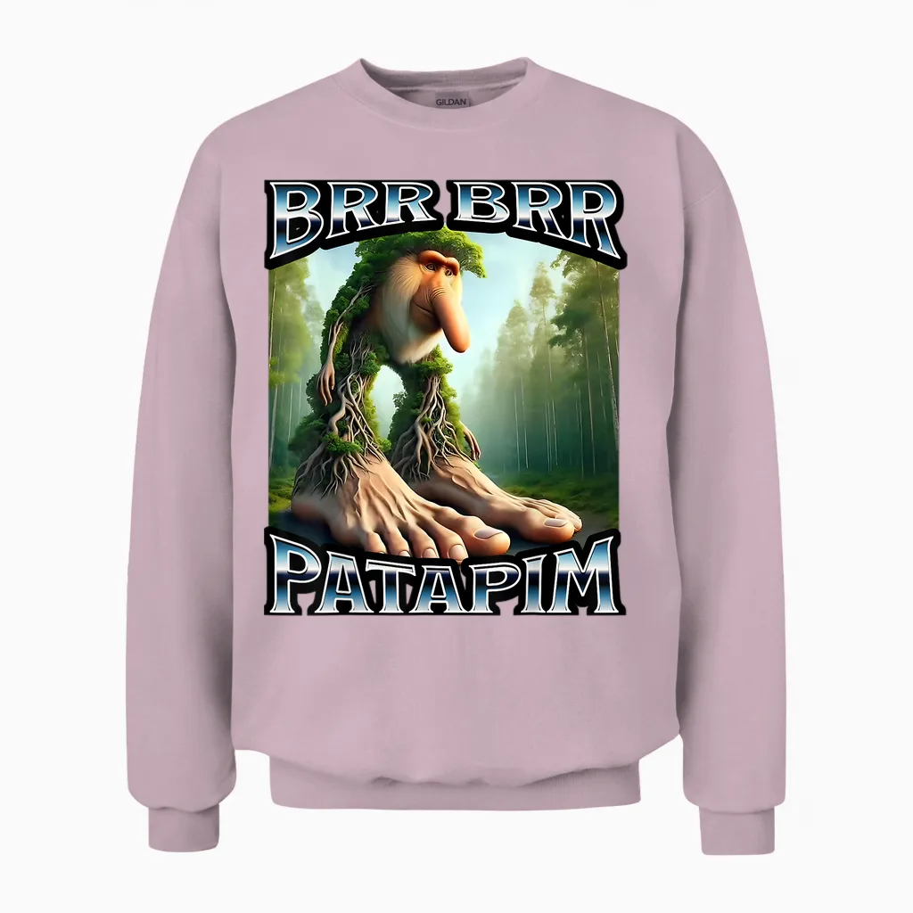 Brr Brr Patapim Italian Brainrot T-Shirt, Black, S Unisex Sweatshirt in Light Pink