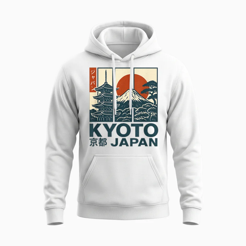Kyoto Japan Vintage Retro Japan Reise Design Unisex Hoodie in White