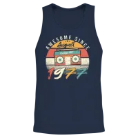 1977 July Retro Unisex Tank Top - Navy – 2
