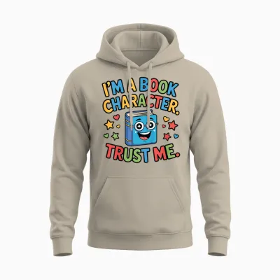 I'm a Book Character Costumes for Kids Storybook Character Unisex Hoodie - Sand