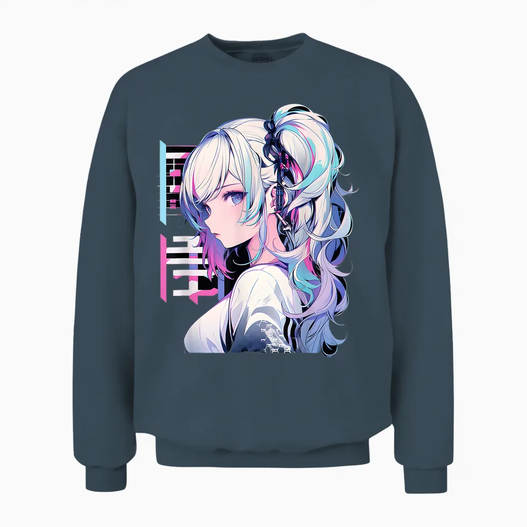 Manga Anime ästhetische Cyberpunk Techwear Harajuku Unisex Sweatshirt in Dark Heather