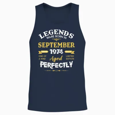 Vintage Aged to Perfection September 1974 Unisex Tank Top - Navy