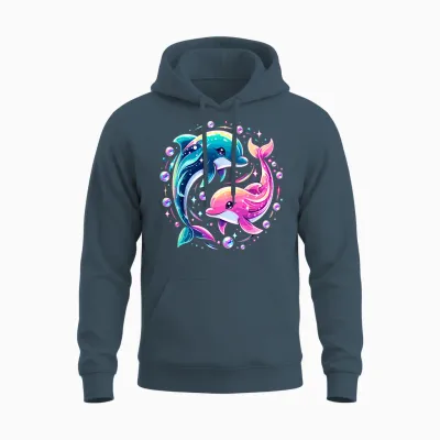 Dolphin Colorful Sea Ocean Animal Dolphin Unisex Hoodie - Dark Heather