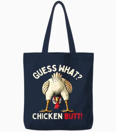 Funny Chicken Graphic Tees Men Women and Kids Chicken Butt Tote Bags - Navy