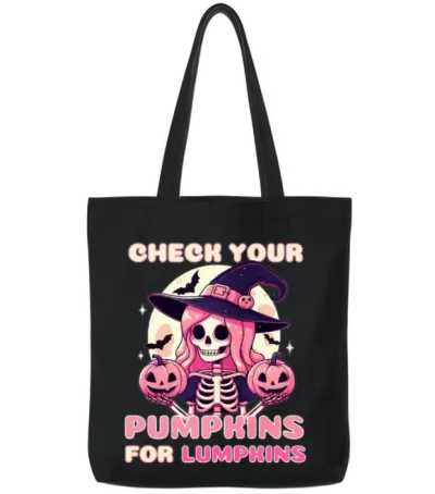 Check Your Pumpkins for Lumpkins Tote Bags - Black
