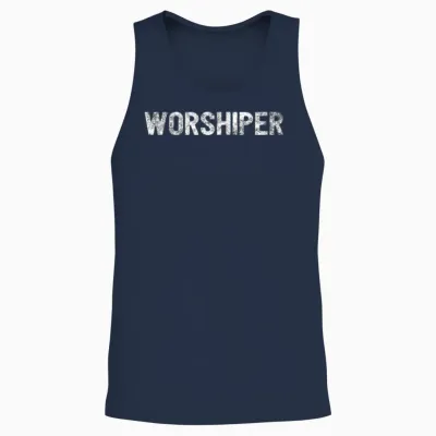Worshiper- Jesus Unisex Tank Top - Navy