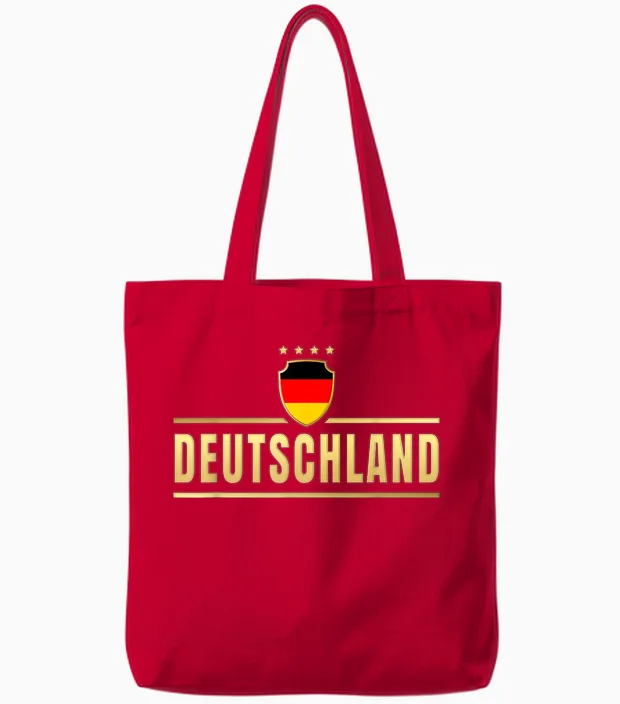 Germany Jersey Retro Boys Germany T-Shirt, Black Tote Bags in Red